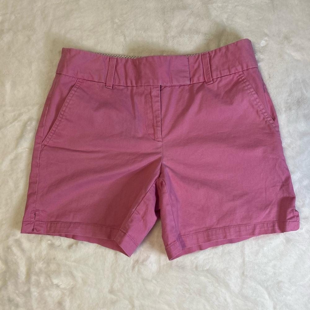 LOFT Pink Chino Shorts Mid Rise Flat Front Casual Summer 4 - Picture 2 of 9